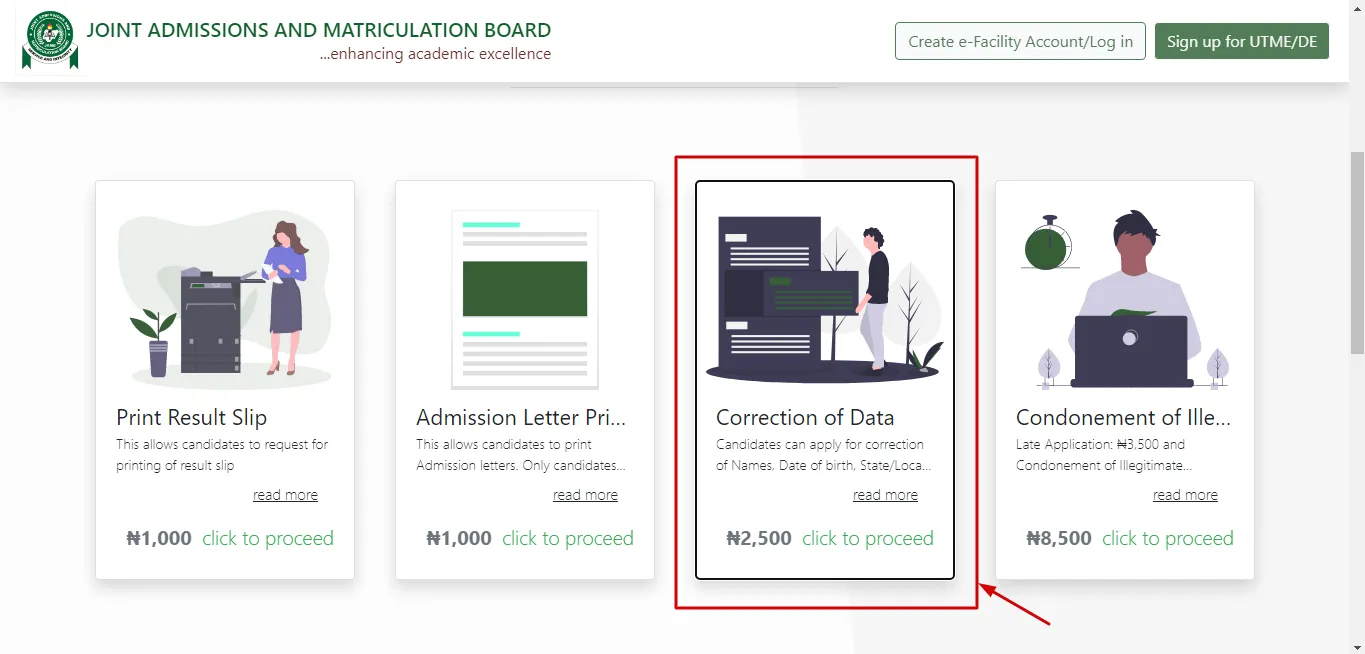 how to do jamb change of course