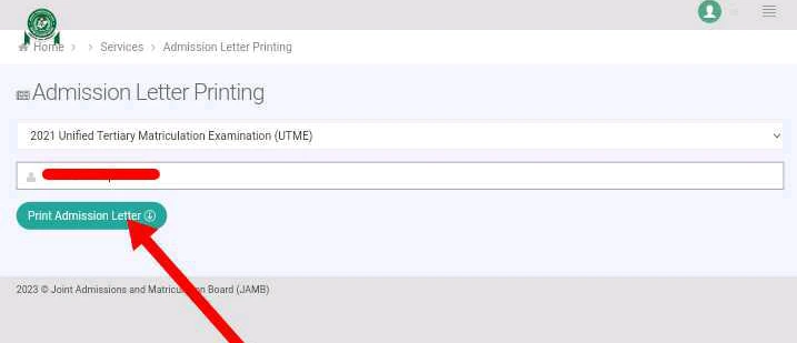 print jamb admission letter